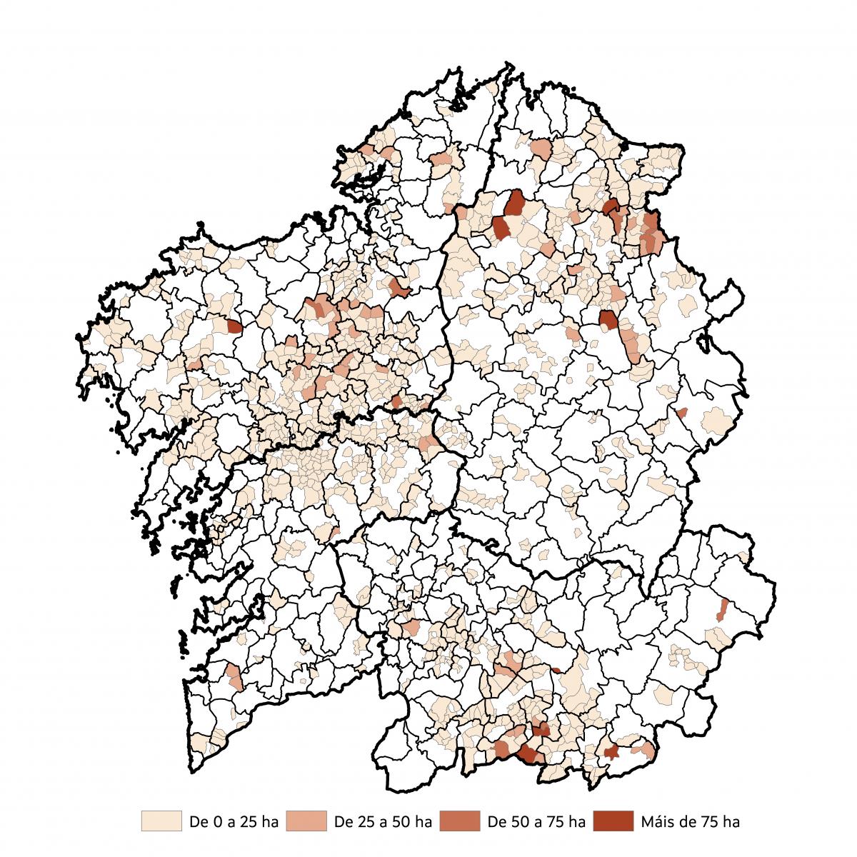 Número de hectáreas de superficie por parroquia